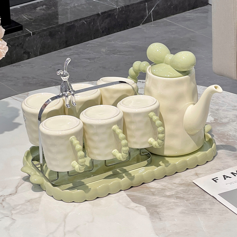 Moving to a New Home, Cream-Style Drinking Cup Set for Home Use, Living Room Coffee Table, High-End Ceramic Cups, Cup Holder, Tea Set, Gift for Others