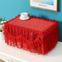 Red beauty microwave oven cover European universal multi-purpose cover electric oven cover cloth all-inclusive dust cover lace fabric art