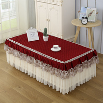 New Italian velvet green lace coffee table cover table table cloth TV cabinet cover non-slip rectangular living room