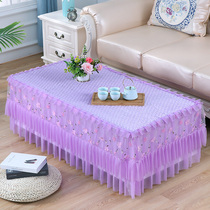 New fabric purple lace coffee table cover table table cloth TV cabinet cover non-slip bedside table rectangular living room