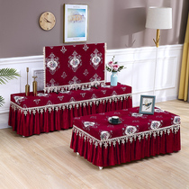 Combination set fabric dining table cloth red coffee table cover TV cabinet cover cloth rectangular TV cover 55 inch living room