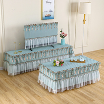 New product blue green tea table cover TV cabinet TV cover 55 inch set custom dining table cloth living room dust fabric