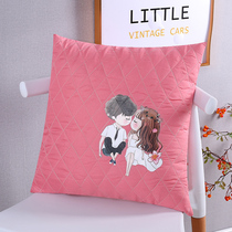 Cartoon simple sofa cushion office backrest car waist pillow case 4045 no core removable wash Pink