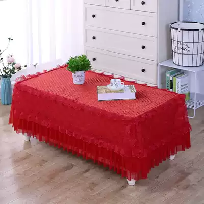 Wedding big red coffee table cloth tablecloth Dining table tablecloth TV cabinet cover cloth dust cover Rectangular fabric living room