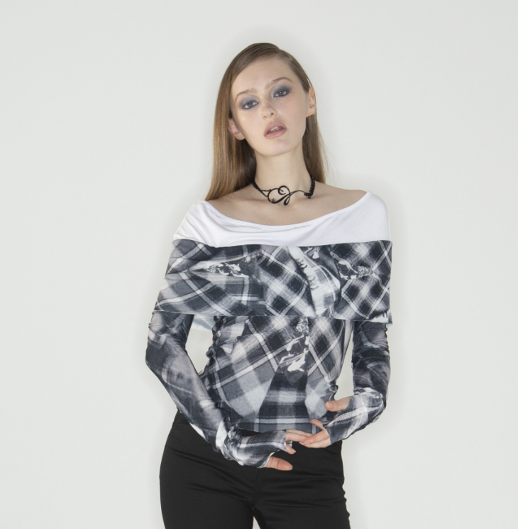 AHYEON Zheng Ya 2000archives Korea purchasing niche clothing patterns, one shoulder T -shirt