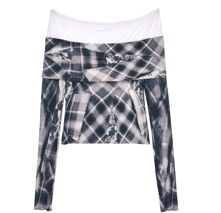 AHYEON Zheng Ya 2000archives Korea purchasing niche clothing patterns, one shoulder T -shirt