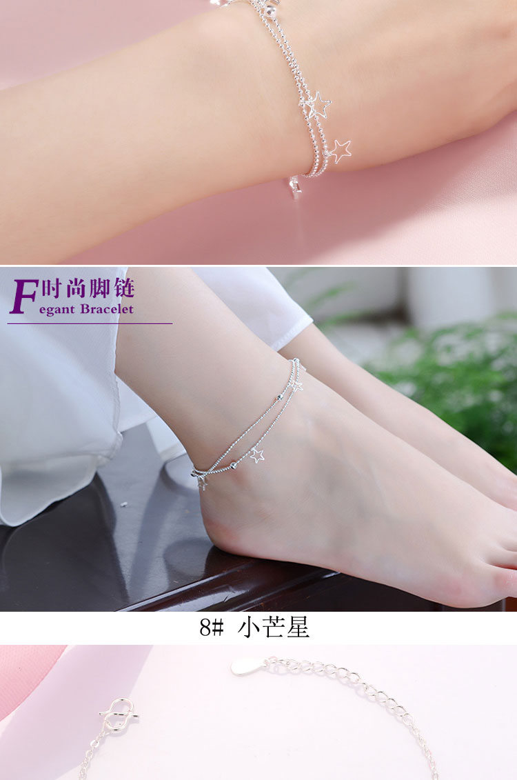 Vòng tay bạc 925 nữ sinh viên thời trang Nhật Bản và Hàn Quốc đơn giản gửi cho bạn gái món quà sinh nhật thiết kế rỗng vòng chân bạc - Vòng chân lắc chân vàng tây