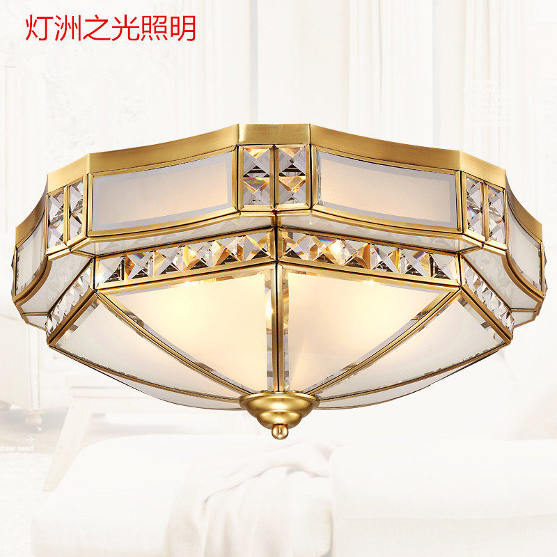 European copper ceiling lamp Villa foyer Balcony walkway lamp Simple round living room lamp Hotel luxury bedroom lamp