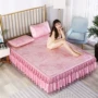 Hàn Quốc công chúa phong cách giường váy lụa băng mat Summer máy lạnh ngủ mat mùa hè 1,8 1,5 m có thể tháo rời ren bedspread - Thảm mùa hè chieu dieu hoa