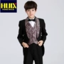 Boy vest tuxedo dress boy phù hợp với chủ nghệ thuật phong cách ăn mặc trẻ em trang phục piano bộ vest bé trai đi tiệc