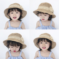 Childrens straw hat sunscreen hat Summer women sunscreen Princess beach hat girl grass hat foldable baby sun hat