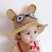 Childrens hat shading summer boy grass hat 1-5 years 3 baby sunscreen hat 4 Han version boy beach sun hat 2