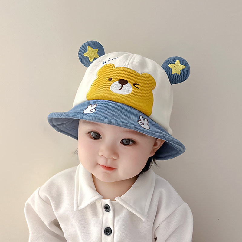 Baby Hats Spring Autumn Season Cute Little Bear Baby Fisherman Hat Ultra Cute Baby Sun Sun Sun Protection Boys And Men's Basin Cap-Taobao