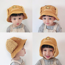 Childrens fisherman hat autumn and winter ear protection hat 1 and a half-4 years old male and female childrens hat corduroy warm baby hat tide