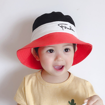 Summer Childrens hat shading fishermans hat spell embroidered male and female child hat mesh breathable baby out of the basin cap