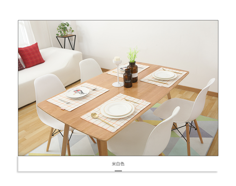Thêu vườn vuông kẻ sọc vải placemat đơn giản Nhật Bản bảng mat cách nhiệt bát mat hình chữ nhật tây bảng mat khăn trải bàn ghế gỗ