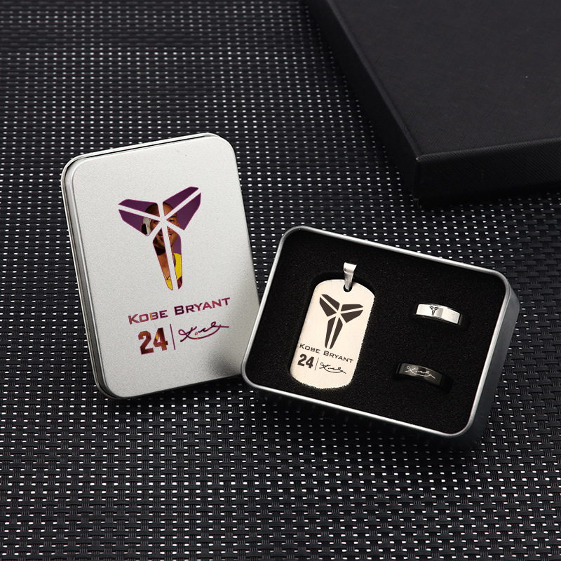 Morant, Curry, Irving, Messi, Cristiano Ronaldo Military-Style Titanium Steel Necklace and Ring Gift Box Fan Merchandise Gifts