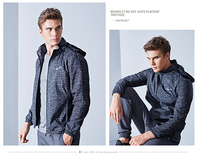 Hongxing Erke áo khoác thể thao nam mùa thu áo khoác thể thao với áo khoác mui xe áo gió nam giản dị áo gió áo khoác adidas neo