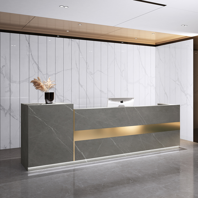 The company's front desk front desk baking paint cash register simple modern bar counter stainless steel consultation counter welcome desk customization