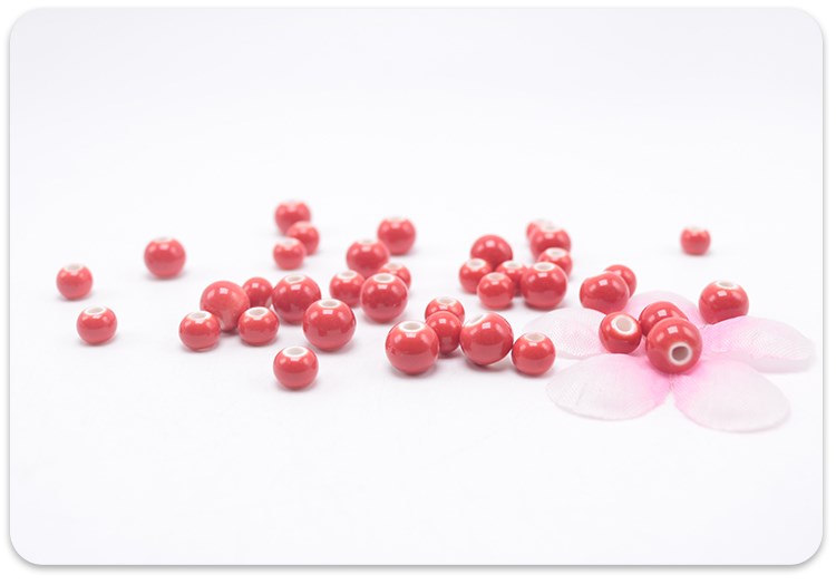 Steel smooth big red Chinese porcelain beads round red ceramic beads round bead son diy bracelet necklace beads