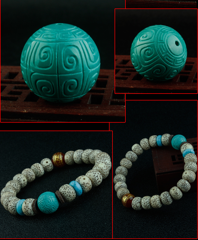 Ore minerals magnesite hoard of deserve to act the role of high porcelain second generation turquoise carving meander back bead DingZhu bodhi