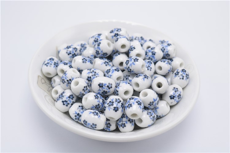 Long elliptical applique beads drum - shaped bead Chinese knot rope braiding diy bracelet ceramic beads about 50 large hole beads