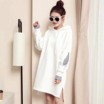 Plus velvet sweater 2020 new female loose bf lazy wind long hooded pullover long sleeve top