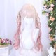 Pink gradient wig full headset Lolita long curly hair braided style cos Harajuku soft girl lolita wig