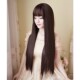 Wig for women with long hair, long straight hair, full headband, student black long hair, fashionable hairstyle, ladies fluffy natural wig set