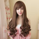 Fshow Wig for Women, Long Curly Hair, Fluffy Pear Blossom Big Waves, Matte Natural Real Shot, Side Bangs, High-Temperature Fiber,