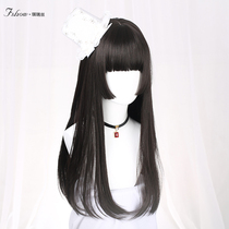 Soft sister Lolita wig Ji hair style fake double ponytail long straight hair Ji hair girl Lolita girl cos wig girl