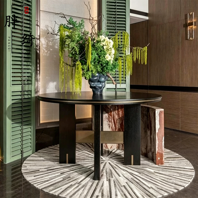 Modern Light Luxury Hotel Lobby Round Table Flower Stand Sales Office Lobby Entrance Display Table Front Desk Decoration Display Table