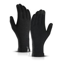 Knit gloves winter men  women touch screen pure warm wool