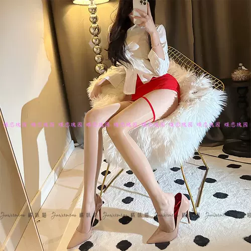 Апельсиновый аромат Meow: красная -бортняя линия креветок белые чулки чистое желание aurora Ярко -кожу цвет сексуальный наполовину черный шелковый чулки