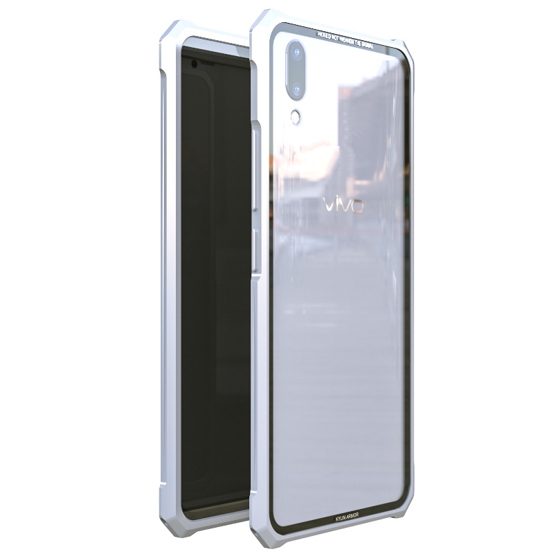 Kylin Armor Shockproof Scratch-resistant Aluminum Bumper Tempered Glass Cover Case for vivo X21 UD & vivo X21