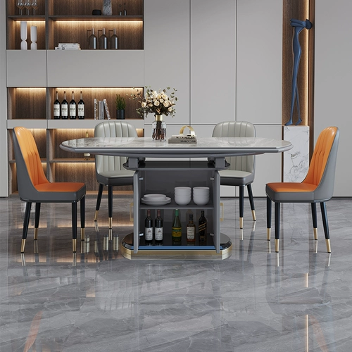 Легкий роскошный рок -доска обеденный стол современный минималистский и переменный круглый стол