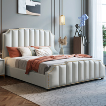 Leather bed wedding bed 1 8m storage Italian master bedroom small apartment multi-function furniture double bed tatami with soft back