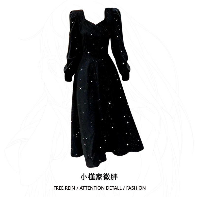 Plus-Size Autumn and Winter Banquet-Style Elegant and Luxurious Sparkling Dress for Chubby Girls, High-End Sequin Evening Gown Long Dress Plus-Size Autumn and Winter Banquet-Style Elegant and Luxurious Sparkling Dress for Chubby Girls, High-End Sequin Evening Gown Long Dress