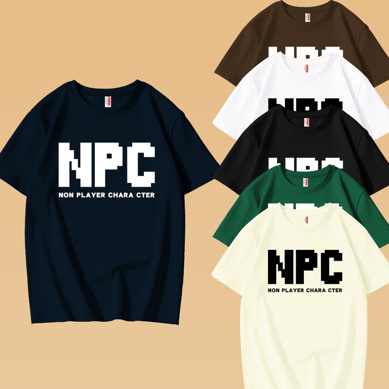 Npc Non-Player Character Short-Sleeve T-Shirt for Men, 2026 Summer, Fun and Funny, Pure Cotton, Loose Fit, Party Activity Clothing