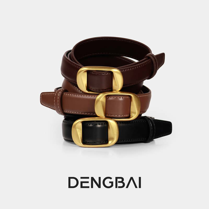 Vintage Women's Genuine Leather No-Punch Belt Versatile Casual Fashion Belt Niche High-End Decorative Belt Vintage Women's Genuine Leather No-Punch Belt Versatile Casual Fashion Belt Niche High-End Decorative Belt