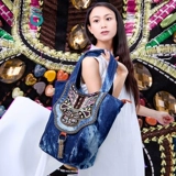 Этнический ретро джинсовый рюкзак, вместительная и большая универсальная сумка через плечо на одно плечо, этнический стиль, надевается на плечо