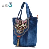 Этнический ретро джинсовый рюкзак, вместительная и большая универсальная сумка через плечо на одно плечо, этнический стиль, надевается на плечо