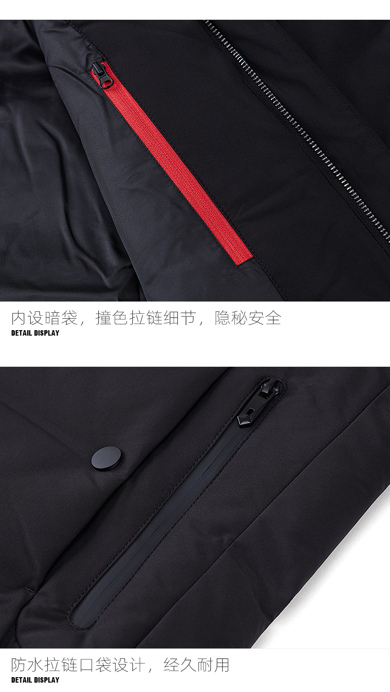 百斯盾 男士中长款 商务休闲羽绒服 90%含绒量 貉子毛领设计 图16