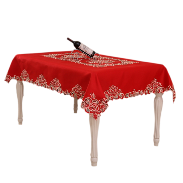 Red festive wedding European style coffee table cloth