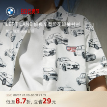 BMW LEFT LANE classic model printed short-sleeved shirt fashion trend versatile ins summer new product