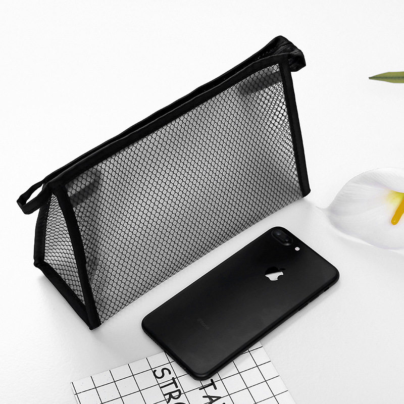 Travel cosmetic bag small portable storage simple waterproof EVA transparent wash bag black large-capacity clutch bag b