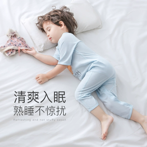 妙贝亲 Детская тонкая хлопковая пижама, летняя одежда подходит для мужчин и женщин для девочек