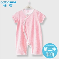 Bông cửa hàng bé onesies mùa hè mỏng ngắn tay quần short cotton bé quần áo slung nửa tay áo romper áo liền quần có tất baby