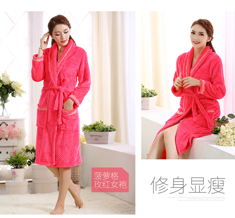 Flannel vài bộ đồ ngủ mùa thu và mùa đông áo choàng nam áo choàng đồ ngủ cao cấp