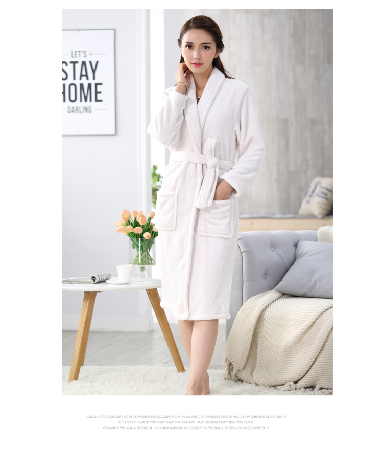 Flannel áo choàng dày áo choàng tắm kích thước lớn vài chiếc áo ngủ dài đồ ngủ nhà dịch vụ san hô nhung áo ngủ gợi cảm áo ngủ nữ